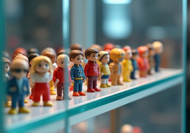 Colección de miniaturas en vitrina